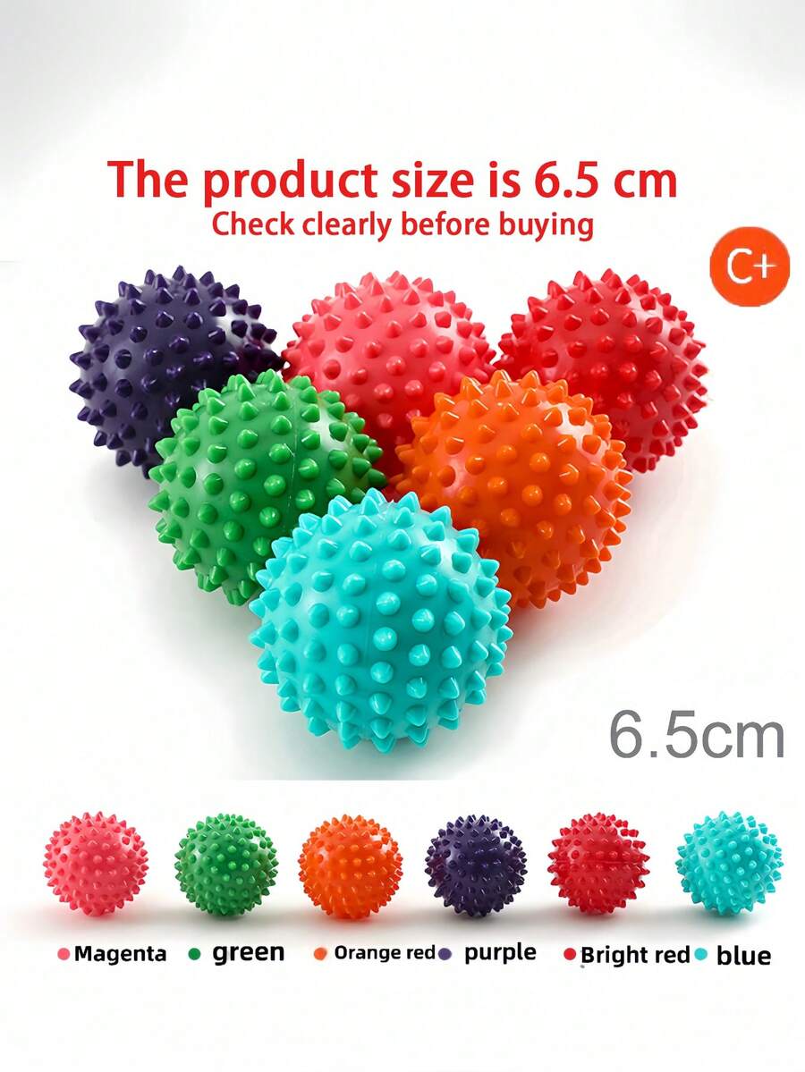 1pc PVC Portable 6.5cm Hedgehog Massage Ball Soft & Hard Spikes For Foot, Hand, Back Muscle Relaxation, Yoga, Stress Relief, Sensory Training Toy - Purple - View 1