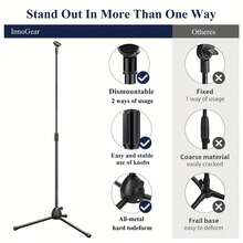 Heavy-Duty Thickened Metal Microphone Floor Stand, Stable And Anti-Shake, Rotatable And Height-Adjustable, Professional Live Broadcast, Performance And Recording Accessory - Black - View 8