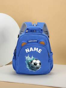 1pc Mini Personalized Bear Backpack For Back To School, Simple Cute Football Print, Zipper Closure, Nylon Material, Adjustable Shoulder Strap, Hand-Carry, Suitable For Classroom, Sports, Shopping, Daily Outings, Birthday Gift - Multicolor - View 19