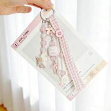Ins Style Sweet Pink Pendant Keychain, Y2K Aesthetic Bow & Star Bag Charm, Cute Phone Lanyard - Multicolor - View 3