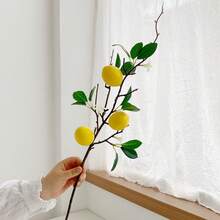 1/2pc Artificial Lemon Branch, 8-Head Faux Lemon With Stem, Kitchen Decor Party Spring Summer Decoration (Yellow) - Multicolor - View 13