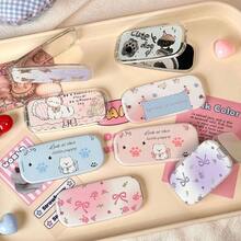 1件裝花朵蝴蝶結西高地貓可折疊鏡子支架 女用創意黏貼式懶人桌面手機架 - 彩色 - 查看 1