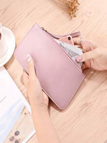 Cartera y tarjetero de PU personalizado con ranuras para tarjetas y correa de muñeca, adecuado para uso casual diario (color de cremallera aleatorio) - Ver 5