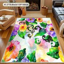 Carpet, Colorful Watercolor Tulip And Daisy Floral Print, Suitable For Entry Rooms, Soft And Washable, Perfect For Garden, Bedroom, Living Room, Lounge Area, And Bedside Decoration - 簡約款 - 查看 6