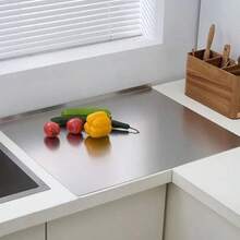 1pc High-Quality Stainless Steel Cutting Board Durable And Mildew-Proof Cutting Surface, Essential Kitchen Tool For Home Chefs And Cooking Enthusiasts, Stainless Steel Chopping Board For Meat, Bread, Vegetables, And Fruit Cutting, Home Cutting Board - Silver - View 2