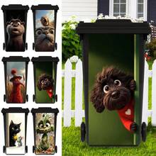 Cute Otter, Puppy, Turkey Animal Print Trash Can Stickers, Waterproof PVC Outdoor Trash Can Posters, Removable Film Stickers, 4 Sizes Available - 1PC - View 1