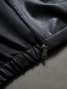 Men's PU Leather Autumn/Winter Casual Fashion Letter Print Jacket - Black - View 10