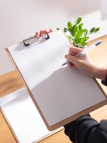 1pc Multifunctional Clipboard, Thickened Wooden Board, Order Pad Clip, Writing Pad, Paper Storage & Copying Board, Suitable For Writing, Art Drawing, Ordering, Exam Pad, Office Supplies - Multicolor - View 1