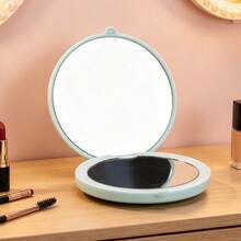 Compact 3.5 Inch (Approx. 8.9 Cm) Rechargeable Travel Makeup Mirror, 10X Magnification Double-Sided Round Folding Design LED Light Pocket Mirror, Portable Mirror, Ideal Gift For Women, Girls, Students (White) - Multicolor - View 3