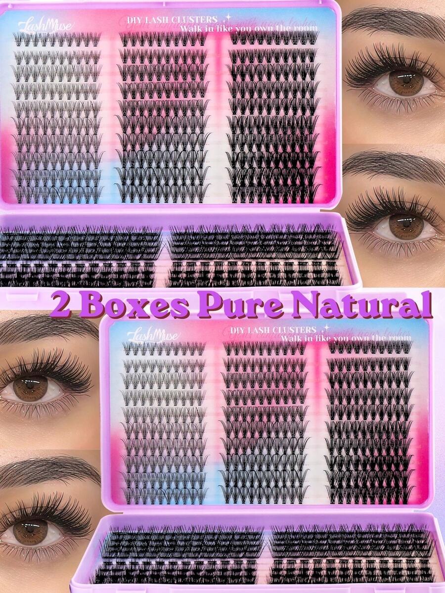 Fengxiu Eyelash 530 Pcs Lash Book Dramatic C/D-Curl 8-16MM Mix,10D/20D/30D/40D/60D/80D, DIY Extension Lashes Eyelashes Book, Big Volume Soft, Individual Cluster Lashes, As Needed Create A Fluffy Natural Wispy,Suitable For Beginners, Large Capacity