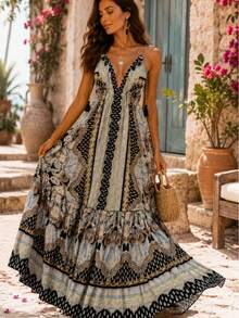 Long Dress Costs Nude - Black - View 5
