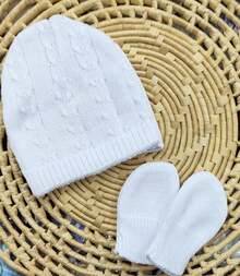 Complete Knitted Maternity Outfit, Blanket, Hat And Gloves - 白色 - 查看 4