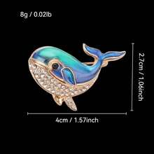 1/6 Spilla vintage con goccia d'olio e strass a forma di animali: balena, tartaruga, cigno, pappagallo, volpe, accessorio per abito e cappotto, regalo - stile - Visualizzare 12