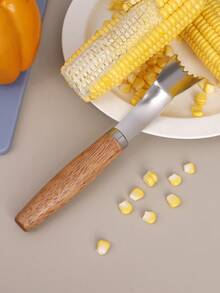 1pc Stainless Steel Corn Peeling Tool With Wooden Handle, Manual Corn Kernel Remover, Outdoor BBQ Camping Kitchen Fruit Vegetable Salad Prep Tool, Corn Kernel Remover, Home Salad Ingredient Processing Tool, Serrated Quick Corn Kernel Shaver, Fruit Vegetable Slicing Gadget - View 5