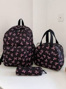 Versatile Fashion Women's Bowknot Print Double-Back Combination Bag Student Backpack - Multicolor - View 8