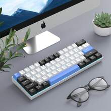 MageGee Star61 Mini 60% RGB Gaming Mechanical Keyboard 61 Keys Wired USB-C Multi-Device Gaming Keyboard Customizable Keycaps Suitable For Laptop PC Computer Gamers [Black & Blue: Brown Switch] - Black and white blue (Brown Switch) - View 8