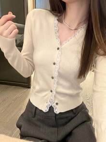 Autumn/Winter New Korean Style Sweet Casual Knit Cardigan For Women, Versatile Outerwear/Single Wear For Daily Commute Fall - Apricot - View 2