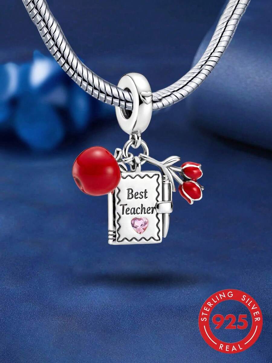 1pc 925 Sterling Silver Teacher Pendant Suit, Suitable For Women Bracelet Bangle DIY Jewelry Making And Daily Decoration, Decorative Accessory For Girls - Teacher's Set - View 1