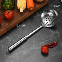 1pc Heavy Duty Long Handle Slotted Spoon, With Hollow Mesh Head, Kitchen Tool, Suitable For Hot Pot, Soup, Cooking Utensils, Modern Cookware, Sturdy Structure, Cooking Tool - Silver - View 5