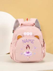 1pc Mini Back To School Personalized Bear Backpack, Versatile Casual Ballet Cartoon Girl Butterfly Print, Zipper Closure, Nylon Material, Adjustable Shoulder Strap, Hand-Carry, Suitable For School, Shopping, Daily Outings, Birthday Gift - Multicolor - View 22