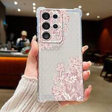 1件新款極簡蕾絲四角防摔彩繪透明TPU保護殼，適用於Apple系列、Series、Apple 17 Pro Max、16 Plus、16 Pro Max、16 Pro/11、15 Pro Max、14 Pro Max、Galaxy S25 Ultra、S24 FE、S23 Plus、SAM A55、A25、A15、A06、A04E、C15、Hot30i、Note14 - 無色 - 查看 5
