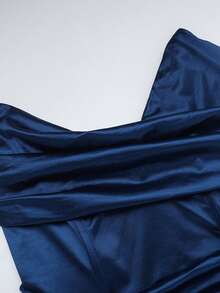 WOWDARK Women Summer Off Shoulder Elegant Deep V High Slit Corset Party Gown, Blue Dress, For Dates, Gatherings, Travel, Vacation - 藍 - 查看 9