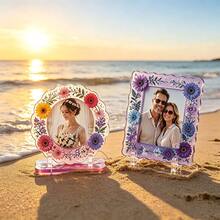 Water Ripple Interlocking Photo Frame Epoxy Resin Mold Set, Desktop Phone Holder Decorative Ornament Silicone Mold, Plaster Mold, Includes 1 Base And 3 Different Shaped Photo Frames - Interlocking Picture Frame Mold Set (B21A-23+24+25+26) - View 3