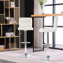 Set Of 2 Square Swivel Adjustable PU Leather Bar Stools With Back And Footrest-White-XY162876 - FXCYMFFHZJMAN1 - View 8