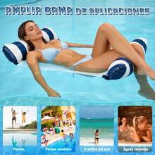 2 Juegos De Hamacas Inflables, Flotadores De Piscina Plegabl - Rosa azul oscuro - Ver 7