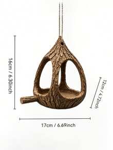 1pc Rustic Bark Texture Hanging Bird Feeder, Resin Wild Bird Seed Feeder With Perch, Waterproof Outdoor Garden Yard Patio Bird Feeding Station, Suitable For Backyard Lawn Natural Decor - Tree Birdcage - View 2