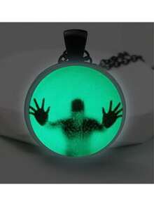 Glowing Horror Ghost Silhouette Pendant, Glass Dome Ornament With Eerie "Trapped Person" Handprint Pattern, Gothic Style Fun Halloween Gift For Men And Women, Halloween Cosplay Gothic Thriller Decoration - Multiple Styles - View 1