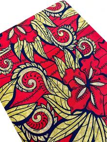 1/3/6 Yards Gold Glitter Wax Print Fabric - Red & Gold Tropical Floral With Black Outline | Clear Wax Print Texture | Suitable For Festival Outfits, Long Dresses, Headscarves And Tablecloths - Multicolor - View 3