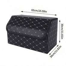 Leather Car Trunk Organizer Box, (Small And Large) Flip Lid Dust-Proof Large Capacity Storage Box, Waterproof Wear-Resistant Leather Fabric, Car Interior Storage Tools And Miscellaneous Items, Self-Driving Trip Car Trunk, Organizing Storage Box - Random Color - View 12