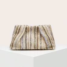 1件女款時尚休閒彩色編織手拿包，大容量，適合外出、度假、海灘 - 彩色 - 查看 6