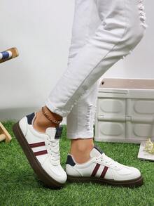 Women's Backless Mule Sneakers, Casual Lace-Up Slip-On Retro Trainers, Breathable Non-Slip Flat Shoes For Daily Wear - White - View 5