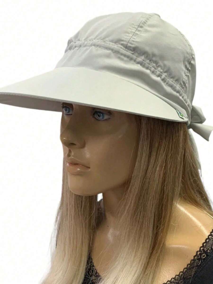 Chapéu Viseira Boné Feminino Verão Praia Piscina Caminhada Sol com laço - Branco - Visão 1