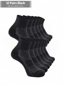 6 pares de calcetines deportivos de media caña de malla transpirable y versátil, de estilo casual, en color otoño - Negro - Ver 7
