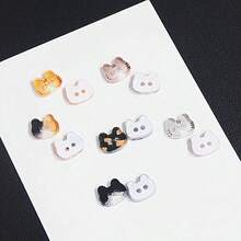 10pcs/20pcs Resin 1.3cm Random Mixed Color Cute Cartoon Shaped Cat Two-Hole Buttons DIY Hand-Sewn Cardigan Shirt Dress Hair Accessory Clothing Decoration Buttons - 1# 10pcs Random Mixed Color - View 5