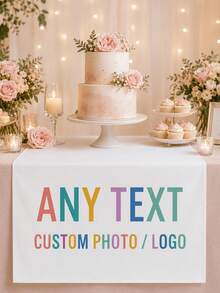 Customized Wedding Table Runner, Suitable For Sweetheart Table Decor, Customizable Name, Perfect For Newlywed Table Decoration And Coordinated Venue Arrangement, Creating Sweet Romantic Event Details And Customized Wedding Display - White - View 8