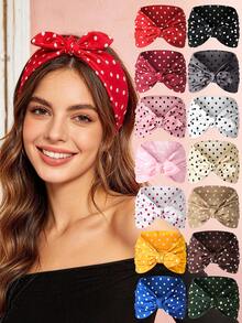 3 pièces Bandeau ultra large à pois et nœud, accessoire de cheveux élégant et décontracté pour femme - Multicolore - Voir 1
