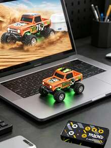 A 1:64 Mini Four-Way Remote Control Off-Road Vehicle With LED Lights And Remote Control, A Children's Toy Car Cake Ornament, Suitable For Christmas, Birthday And New Year Gifts For Boys Aged 6 To 12, A Must-Have For Children's Toy Travel - Multicolor - View 9