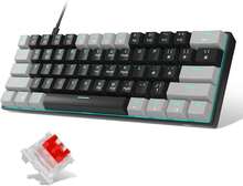 MageGee Star61 Mini Teclado Mecánico 60%, Teclado Compacto para Juegos con 61 Teclas Retroiluminado LED con Cable, Teclado Pequeño Multidispositivo, Teclado Portátil con Retroiluminación, Adecuado para Portátil, Escritorio, Computadora, PC, Gris, Interruptor Negro Rojo - Negro - Ver 11