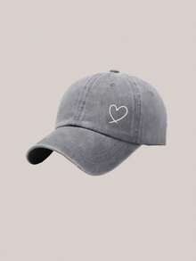 1pc Washed Baseball Cap, Printed With "Heart" Pattern, Adjustable Outdoor Sun Protection Casual Hat, Suitable For Spring/Autumn Travel And Daily Wear - Multicolor - View 15