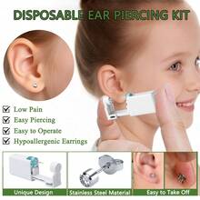 1/2/4/6/8/10PCS Disposable Ear Piercing Gun Built-In Silver White Diamond Stud Earrings For Home Self Ear Piercing Kit - Multicolor - View 5