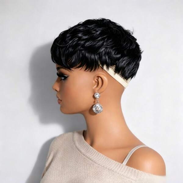 Human Hair Toupee For Women Top Hairpiece Short Human Hair Topper For Thinning Hair Real Human Hair Short Pixie Cut HairToppers Pieces Straight Texture 1B Black,4# Brown, 99J Burgundy Color Wiglets Hairpieces Clip On Topper