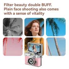 Vintage Roller Flip Screen Portable Camera, High Definition CCD Digital Camera With Lanyard, Suitable For Students And On-The-Go Photo/Video Recording, 200mAH - View 13