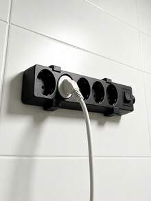 2pcs Power Socket Brackets, Wall-Mountable (No Screws Included), Hide Power Sockets Completely, Suitable For Home Office Cable Management System, Space-Saving Storage And Fixing Device, Minimalist Design Blends Into Various Office Furniture, Effectively Manage Power Cords, Prevent Tangling - A - View 5