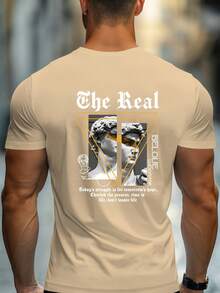 Letter Print T-Shirt, Tees For Men, Casual Short Sleeve T-Shirt For Summer - 白色 - 查看 8