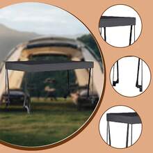 Universal Wagon Cart Awning Canopy Attachment, Water Resistant Oxford Fabric Sun Shade Cover, Easy Install Foldable Shade Top Fits Most Garden Trolley, Outdoor Sun Accessory For Camping Picnic Beach Backyard - Black - View 4