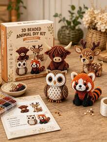 1 Set Beaded Embroidery Kit, 2026 Highland Cow Animal Beaded Handmade Set, Handmade Beaded Art Mosaic Kit, Includes Highland Cow, Skull, Bird Patterns, Suitable For Adults, Teens And Beginners DIY Projects, Stress Relief Creative Handmade Decoration Gift, Halloween, Christmas Gift - Multiple Colors - View 6